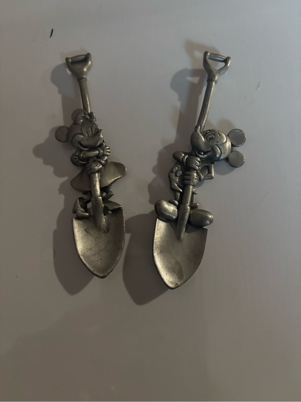 Disney vintage pewter Metal Mickey & Minnie Shovel Spoon Set